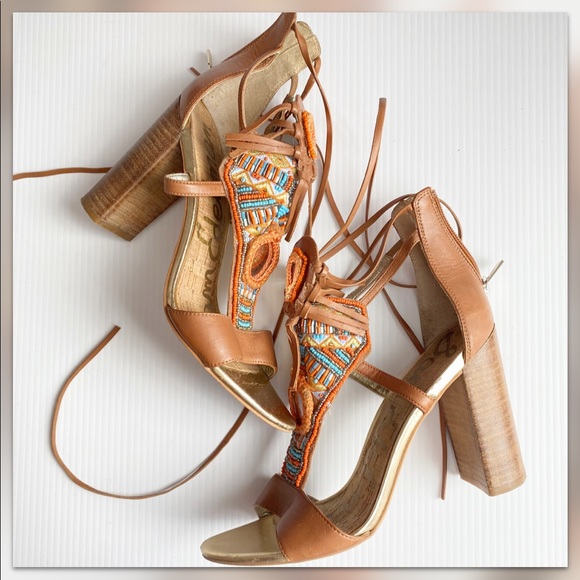 Sam Edelman | Yvette | Tribal Beaded Block Heels - Picture 2 of 10